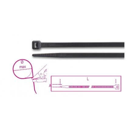 BETA BMN2412 - Collier en nylon pour charges lourdes, couleur noir, résistant aux UV et aux chocs (lot muliple)