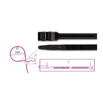 BETA BMN1890 - Collier en nylon, couleur noir, résistant aux UV (lot muliple)