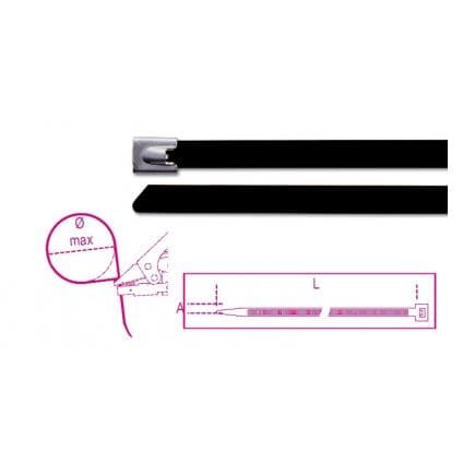 BETA BMSC1345 - Collier autobloquant en acier inoxydable, revêtement en polyester noir (lot muliple)