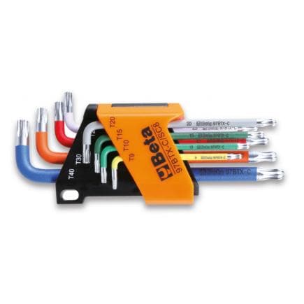 BETA 000971658 - Jeu de 8 clés mâles coudées colorées à tête sphérique pour vis Torx®