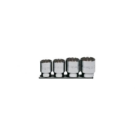 BETA 009201744 - Jeu de 4 douilles multidents 6 pans 1/2" chromées