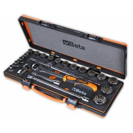 BETA 009201797 - Coffret 1/2 composé de 17 douilles multi empreintes et 5 accessoires dans un plateau en mousse