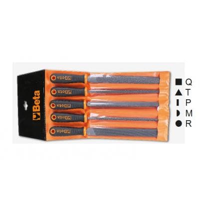 BETA 017190297 - Jeu de 5 limes demi-douces, avec manche, en étui 8"