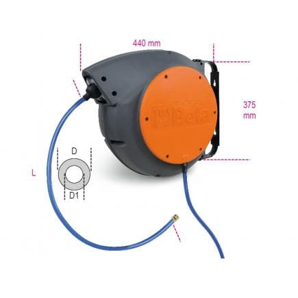 BETA 019000085 - Enrouleur de tuyau automatique avec corps en plastique antichoc pour l’air ou l’eau