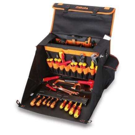 BETA 021121029 - Trousse à outils en tissu technique avec assortiment de 64 outils et 200 colliers pour l'électrotechnique
