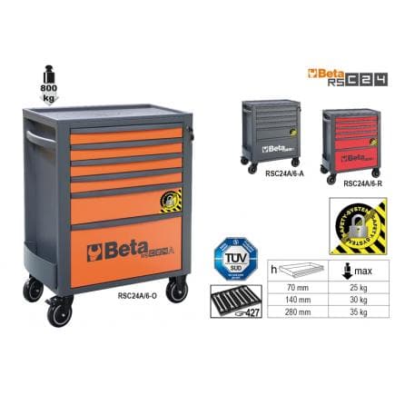 BETA 024004161 - Servante mobile avec 6 tiroirs avec système anti-basculement