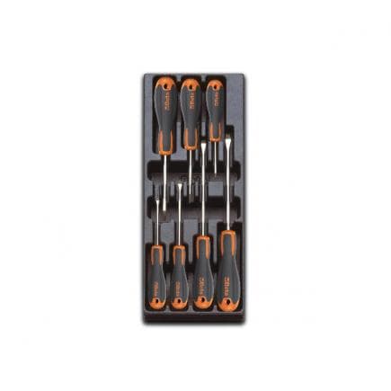 BETA 024240221 - Plateau thermoformé rigide avec tournevis Beta Evox pour vis à fente et Phillips® (7 pcs.)