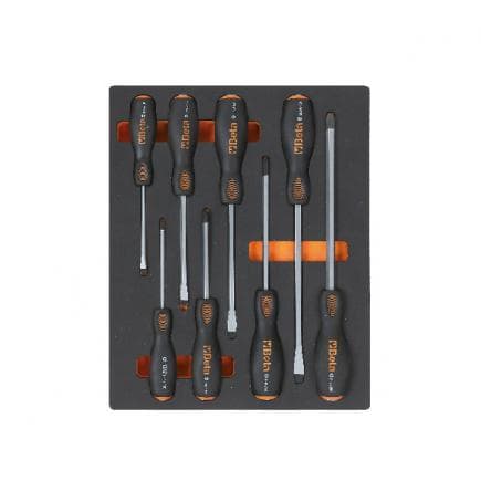 BETA 024500162 - Plateau mousse compacte avec tournevis à zone de frappe (8 pcs.)