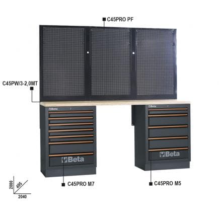 BETA 045000052 - Établis bois 2,0m pour la combinaison d’équipements d’atelier C45PRO