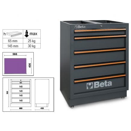 BETA 045000235 - Module fixe avec 5 tiroirs pour la combinaison d’équipements d’atelier C45PRO