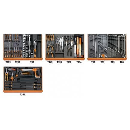 BETA 059041070 - Composition de 104 outils pour la maintenance générale en plateaux thermoformés rigides en ABS