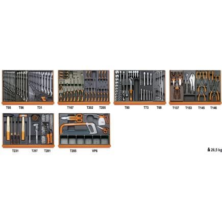 BETA 059041168 - Composition de 142 outils pour la maintenance industrielle en plateaux thermoformés rigides en ABS