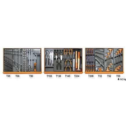 BETA 059041191 - Composition de 99 outils pour la réparation automobile en plateaux thermoformés rigides en ABS