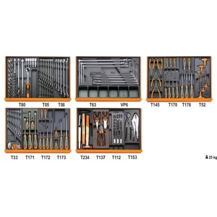BETA 059041196 - Composition de 153 outils pour la réparation automobile en plateaux thermoformés rigides en ABS
