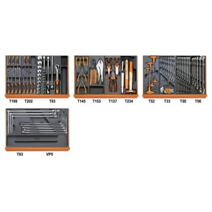 BETA 059041510 - Composition de 146 outils pour la maintenance générale en plateaux thermoformés rigides en ABS