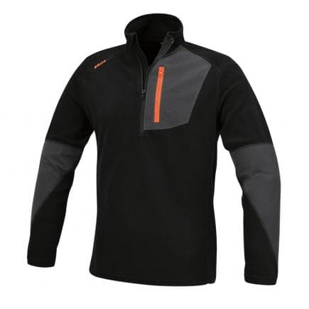 BETA 076540003 - Pull en micro-polaire avec fermeture éclair courte élastifié, noir