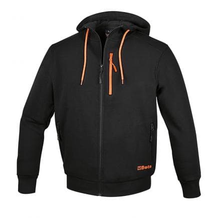 BETA 076650006 - Sweatshirt à capuche avec fermeture éclair longue, noir