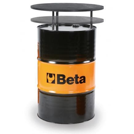 BETA 095650200 - Fût table en tôle d’acier avec plan en bois multicouche de bouleau verni.