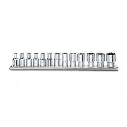 BETA 009001750 - Jeu de 13 douilles multidents avec carré femelle 1/4" chromées