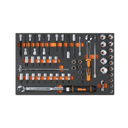 BETA 024510115 - Plateau mousse compacte avec cliquets et douilles 1/2" (vide)