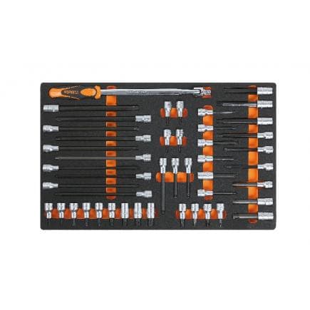 BETA 024510121 - Plateau mousse compacte avec cliquets et douilles 1/2" (vide)