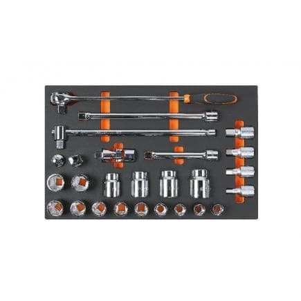BETA 024510126 - Plateau mousse compacte avec cliquets et douilles 3/4" (vide)