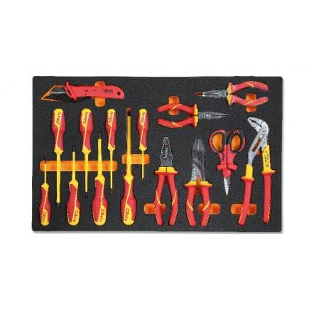 BETA 024510161 - Plateau thermoformé souple pour l'électrotechnique avec outils isolés 1000V (vide)