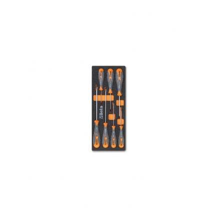 BETA 024510180 - Plateau thermoformé souple avec tournevis Beta Grip pour lame plate et vis Phillips® (vide)