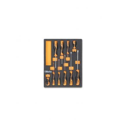 BETA 024510208 - Plateau thermoformé souple avec tournevis Beta Grip pour lame plate et vis Phillips® (vide)