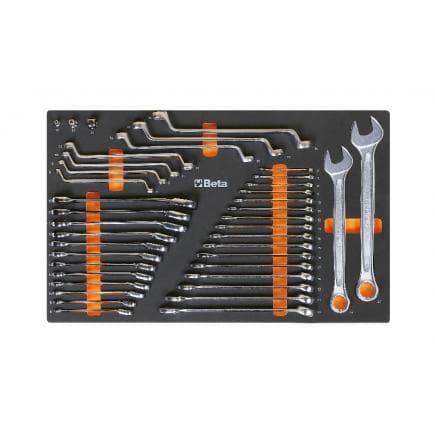 BETA 024510873 - Plateau thermoformé souple avec clés mixtes, clés mixtes à cliquet avec adaptateurs et clés à double courbe (vide)