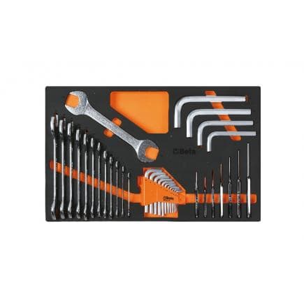 BETA 024510039 - Plateau thermoformé souple avec clés à fourches et clés mâles 6 pans coudées (vide)