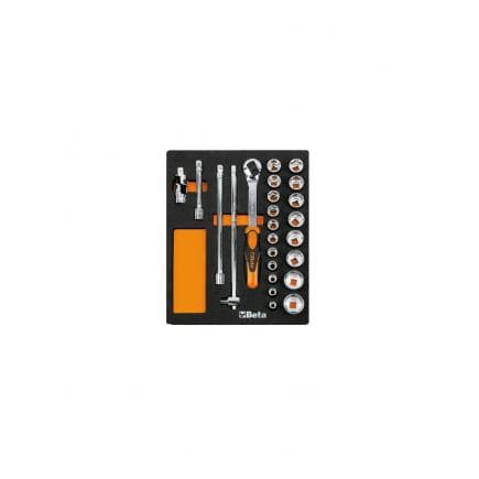 BETA 024510083 - Plateau thermoformé souple avec cliquets et douilles 1/2" (vide)
