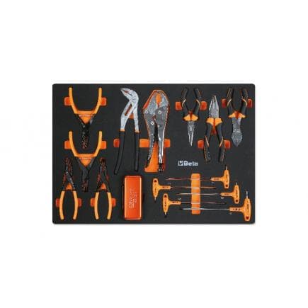 BETA 024590140 - Plateau thermoformé souple avec pinces, pinces coupantes et clés mâles pour vis Torx® (vide)