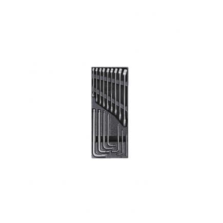 BETA 024249906 - Plateau thermoformé rigide avec clés mixtes et clés hexagonales coudées en acier inoxydable (vide)