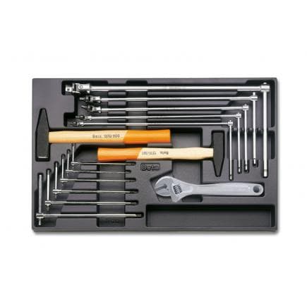 BETA 024000420 - Plateau thermoformé rigide avec clés hexagonales articulées et fixes avec outils à percussion (vide)