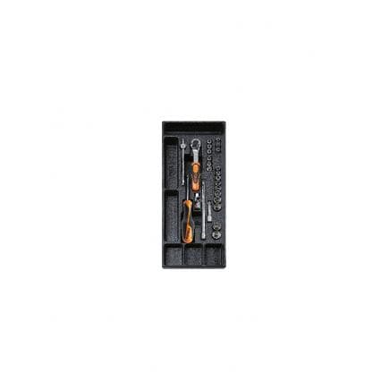 BETA 024000447 - Plateau thermoformé rigide avec cliquet et clés à douille 1/4" (vide)