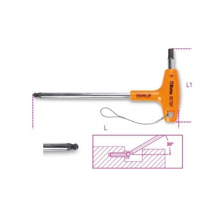 BETA 000964685 - Clé mâle hexagonale coudée H-SAFE avec embout sphérique et manche chromé