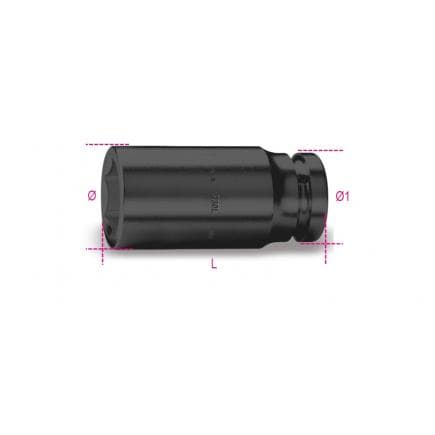 BETA 007300350 - Clés à douilles carré femelle 1 1/2", bouche hexagonale, série longue, phosphatées