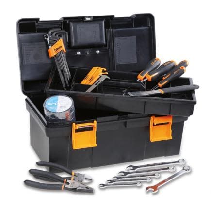 BETA 021150098 - Assortiment de 28 outils d'entretien vélo et E-Bike dans panier plastique