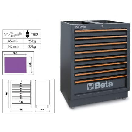 BETA 045000238 - Module fixe à 8 tiroirs pour meuble d'atelier C45PRO