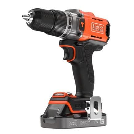 BLACK & DECKER BCD383D2XK-QW - Perceuse-visseuse à percussion 18V avec deux batteries 2,0 Ah dans valise (avec 2 batteries et chargeur)