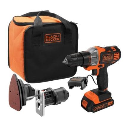 BLACK & DECKER MT218S1A-QW - Kit Multievo avec trois têtes et sac souple (avec batterie et chargeur)