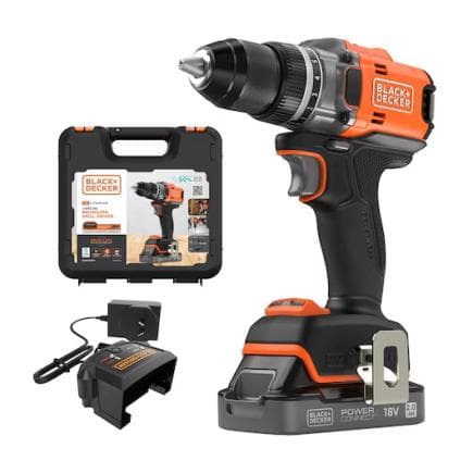 BLACK & DECKER BLD682D1XK-QW - Perceuse-visseuse sans balais 18V (avec batterie 2 Ah, chargeur de batterie et mallette de transport)