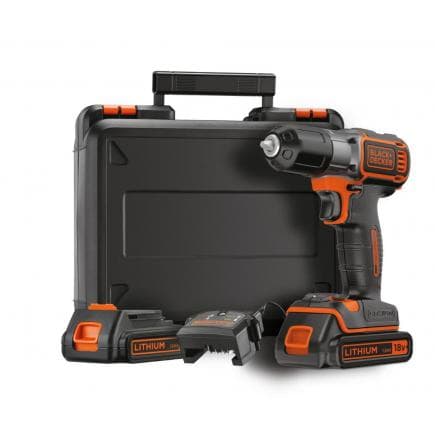 BLACK & DECKER ASD184KB-QW - Perceuse visseuse à batterie Autosense 18V 2x1,5Ah dans mallette