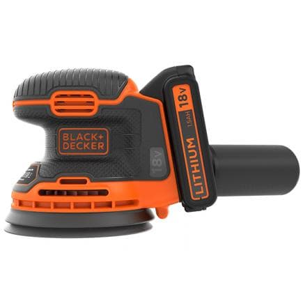 BLACK & DECKER BDCROS18-QW - Ponceuse orbitale aléatoire à batterie 18V 1,5Ah avec chargeur et sac