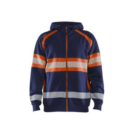 BLAKLADER 355211588953L - Sweat à capuche haute-visibilité Marine/Orange