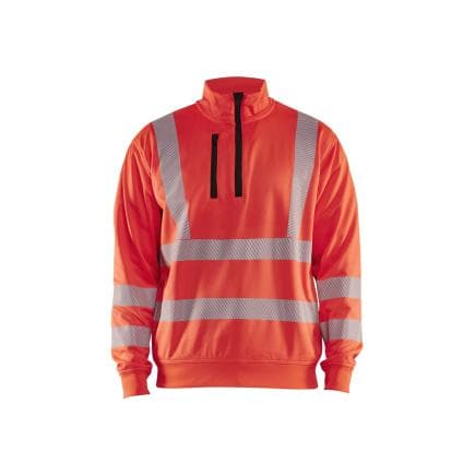 BLAKLADER 356425385500M - Sweat col zippé haute-visibilité Rouge