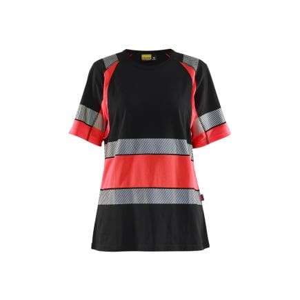 BLAKLADER 341010309955M - T-shirt haute-visibilité femme Noir/Rouge