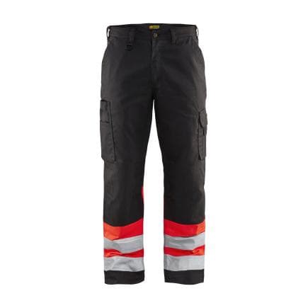 BLAKLADER 156418119955C46 - Pantalon artisan haute visibilité Noir/Rouge
