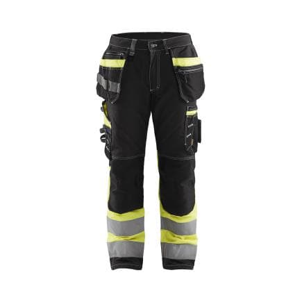 BLAKLADER 179413709933D104 - Pantalon artisan haute visibilité avec stretch Noir/Jaune